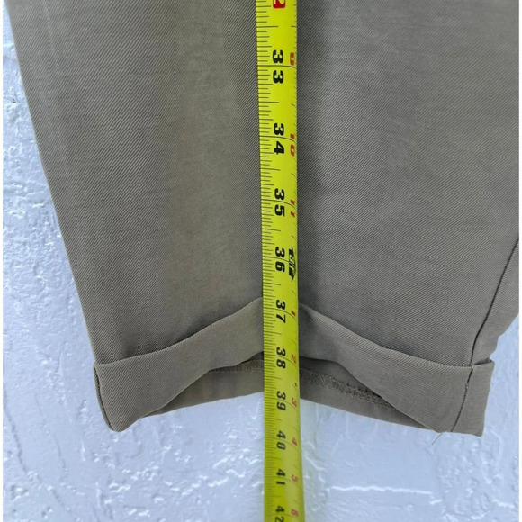 Zara Womens Cuffed Work High Waist Ankle Pants Olive Green Sz XL - Picture 2 of 10